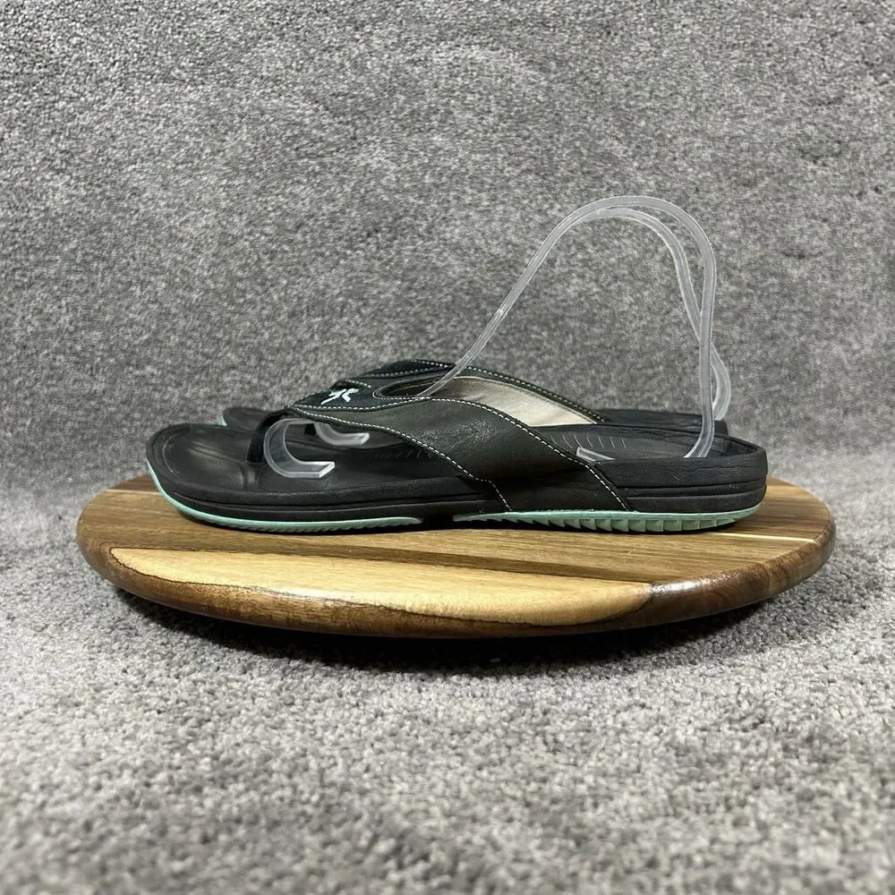 Kuru Kala Women’s Size 10 Black Leather Comfort Casual Sandals Flip Flops Used